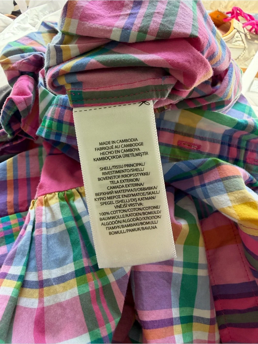 Polo Ralph Lauren Girls Madras Plaid Shirt Dress Size 8 Pink Cotton
